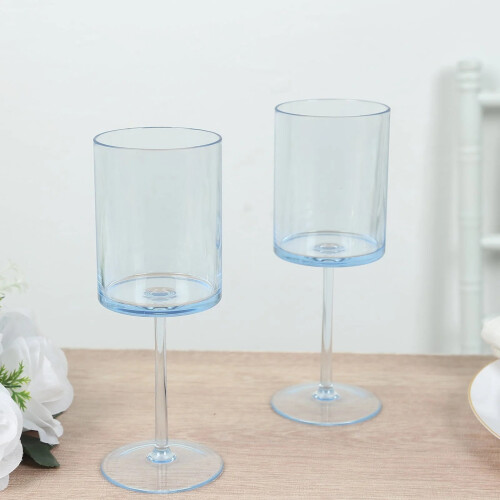 6 støvblå 350 ml plastikvinglas 1