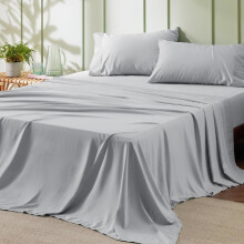 3-delige Twin-XL hoeslakenset met verkoelende diepe hoes, luxe hotelkwaliteit, kreukvrij, geschikt voor matrassen tot 40 cm, lichtgrijs