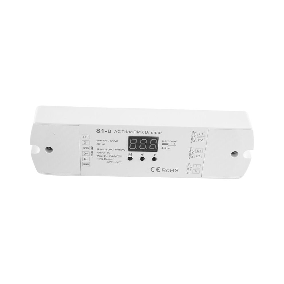 Ac100v - 240V 288W 2Ch Triac Dmx Led Dimmer, Dual Channel Output Silicon Dmx512 Led Controller Digital Display S1-D 6131797834296