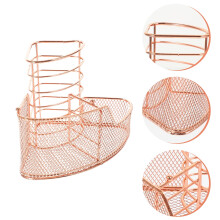 Organisateur de cosmétiques en fer doré rose, porte-pinceaux de maquillage, 1 ensemble, 15 x 12 x 11 cm