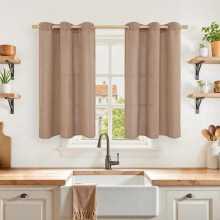 Mocha Brown Linen Curtains 52x68 in, 2 Panels, Grommet Top