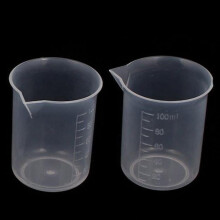 Opruiming! Beker voor 2 personen, doorzichtige plastic maatbekers van 100 ml, gegradueerde maatbekers, laboratoriumbekers, glazen flessen,
