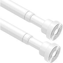 Lot de 2 barres de tension à ressort réglables de 45 à 70 cm (18 à 28 pouces), barres extensibles blanches sans perçage pour fenêtre, placard,