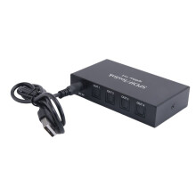 Digitale Optische Audio 1X4-Splitter Digitale SPDIF Toslink Optische VezelAudiosplitter 1 in 4 Uit Aluminiumlegering (Amerikaanse Stekker)