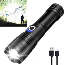 Genopladelige LED-lommelygter. 100.000 høje lumen, superklar blitzlampe med 5 tilstande, kraftfuld håndholdt lommelygte til campingnødsituationer.