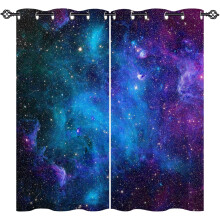 Galaxy Curtains with Nebula Planet Print, Light Filtering, Grommet Top, for Kids' Bedroom & Living Room – 2 Panels, 42x63 in