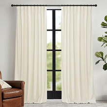 Ivory Velvet Curtains 52" x 84", 2 Panels, Thermal & Room