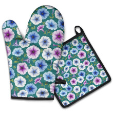 Juego de 2 manoplas de cocina Pioneer con estampado floral, resistentes al calor, 7.7" x 12".