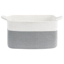 Cesta de almacenamiento plegable de cuerda de algodón, cesto de ropa/juguetes tejido de 50 litros con asas – Compatible con la sala de estar y