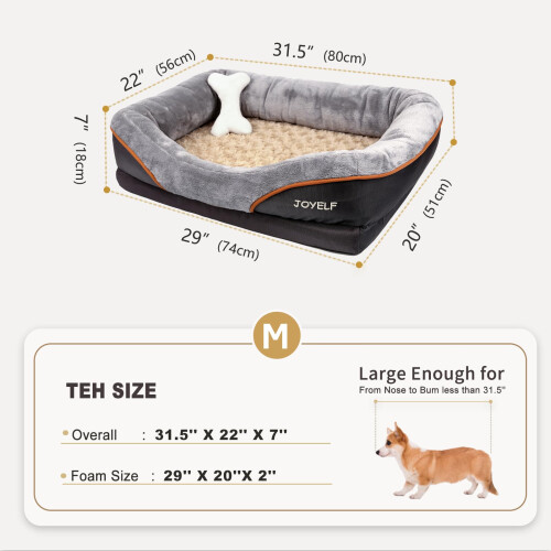 JOYELF Medium Memory Foam Dog Bed, Orthopedic Dog Bed & Sofa with 1