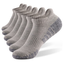 Lot de 6 paires de chaussettes homme, chaussettes de running respirantes et rembourrées anti-ampoules en coton, chaussettes basses homme - L