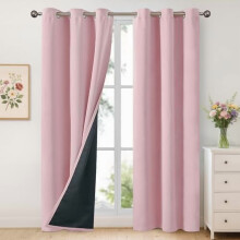 White Blackout Thermal Curtains 42x63in, 2 Panels, Grommet