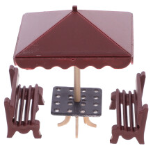 1 sett mini-størrelse mørkebrun ABS mini hagestol til terrasse og uteplass for mini plastbenker 3,00 x 2,00 x 1,50 tommer