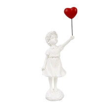 Little Girl with Balloon Figurine Statue Sculpture Living Study Room Bedroom Decor Home Table Decoration White