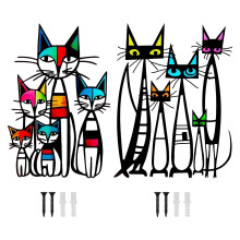 2 Pack Iron Geometric Cat Wall Art Decor