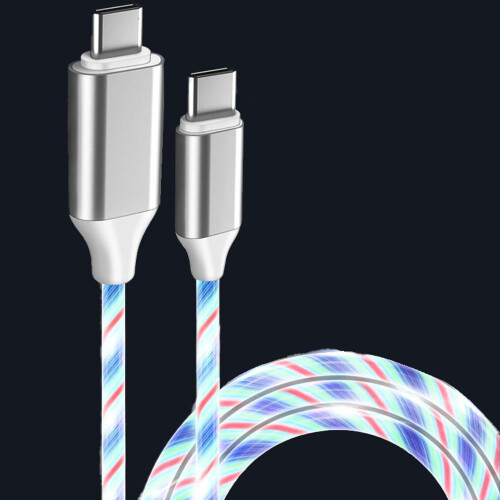 Φωτιζόμενο καλώδιο USB-C σε USB-C, καλώδιο γρήγορης φόρτισης LED 3A συμβατό με