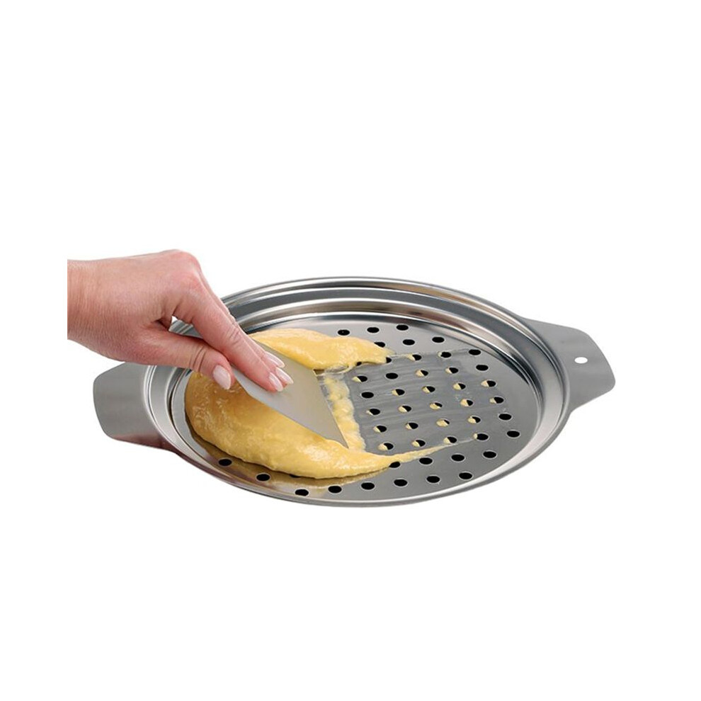 Stainless Steel Spaetzle Maker Lid with Scraper Traditional German Egg Noodle Maker Pan Pot Spaghetti Strainer