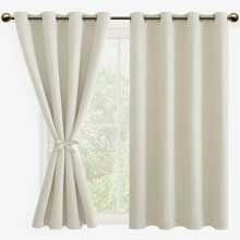 Blackout Curtains for Bedroom with Tiebacks – Room Darkening, Privacy, Grommet Top, Ivory, 52x54", Set of 2 Panels