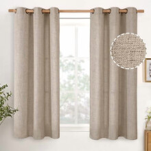 Linen Curtains 52x68 in, Oatmeal Light Filtering, 2 Panels