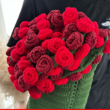 Manta de ganchillo hecha a mano con diseño de ramo de rosas – Manta floral romántica para sofá, cumpleaños, bodas, San Valentín (Rosas-A, 23,6
