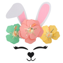 1 lot d'autocollants muraux lapin en papier avec fleurs et lapins, décoration murale pour fête d'anniversaire.