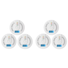 Digital Carbon Monoxide Detector with LED Indicator Battery Powered Warning Alarm Sensor CO Monitor Alarm Detector 6pc