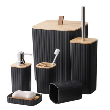6 Pcs Bathroom Accessory Set with Trash Can Toothbrush Holder Lotion Soap Dispenser Soap Dish Toilet Brush BathroomTools