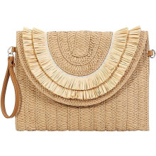 Stroh-Umhängetasche für Damen, Sommer-Strandtasche