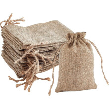30 Pack Khaki Linen Drawstring Gift Bags 10 x 15 cm