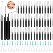 300PCS Interdental Brushes for Braces – Soft, Bendable Braces Cleaner Brushes, Teeth Flossers (Black)