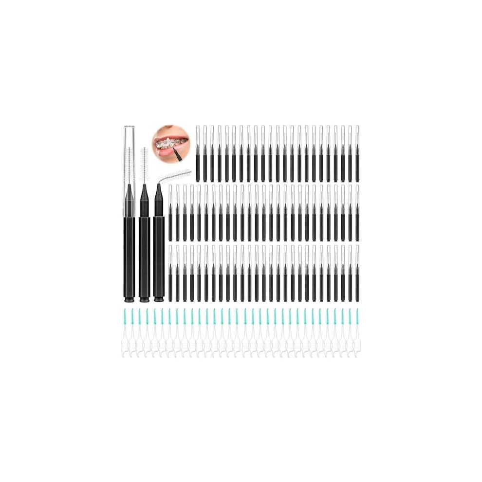 Black 300Pcs Interdental Brushes For Braces Â Soft, Bendable Braces Cleaner Brushes, Teeth Flossers (Black)