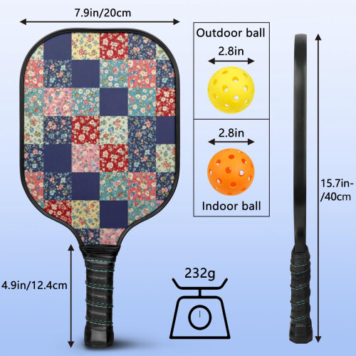 Σετ ρακέτες Pickleball με 2 μπάλες και τσάντα – Ρακέτες από fiberglass με λουλούδια, 2