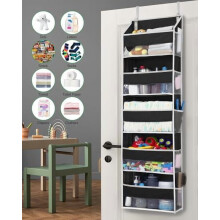 Oven yli ripustettava järjestäjä – 5 hyllyä + 10 taskua, kapasiteetti 44 paunaa, musta, makuuhuoneeseen/lastenhuoneeseen/ruokakomeroon