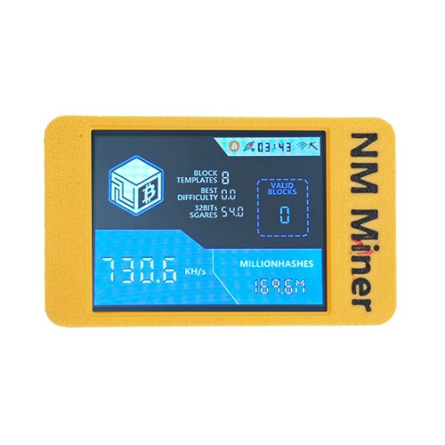 Minerador BTC NMMiner NerdMiner+ com Case, Taxa de Aceleração de 730Kh/S, Minerador Solo de Criptomoedas com Tela Inteligente de 2,8 Polegadas A