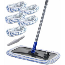 Microvezel platte dweil extra groot 40 cm met 5 pads en