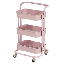 3-Tier Kitchen Cart with Wheels, Multifunctional Mobile Storage Snack Rack for Bedroom Living Room A