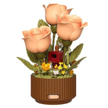 Dynamic Wooden Flower Arrangement Bouquet Model Auto-Blooming Petals, Magic & Aromatherapy Breathing Lights