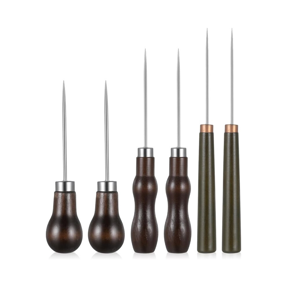 6 Pcs Awl Tool Set, Leather Punch Stitching Marking Awls Tools For Hide Sewing, Marking, Crafts Wood, Shoe Repair 4713332022386