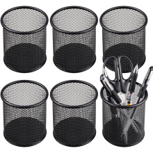 Stiftehalter aus Metall, schwarz, mit Netzgewebe, 3,54 x 3,93 Zoll