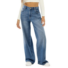 Dámské džíny Bootcut s vysokým pasem, volné džíny, strečové džíny se širokými nohavicemi, modré, XL
