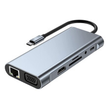 11 in 1USB C HUB Docking Station with 4K -Compatible, VGA, USB 3.0 Port,Type C PD, RJ45 Ethernet, / TF Card Reader