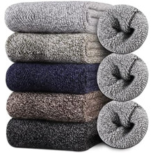 Chaussettes thermiques en laine pour homme, lot de 5 paires