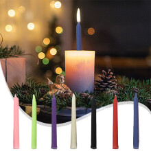 Lot de 10 bougies coniques multicolores violettes – pour centres de table, mariages, fêtes, banquets et éclairage de secours