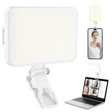 Solas Selfie Inaistrithe 60LED le Gearrthóg & Oiriúntóir Tripod, In-athluchtaithe 2200mAh, 3 Mhód, Ag luí le iPhone, Ceamara Gréasáin,