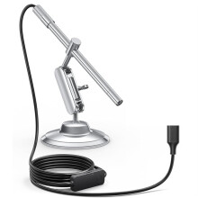 Microscopio Digital USB-C, Aumento de 10X A 200X con 8 Luces LED y Soporte Metálico Giratorio de Mano.
