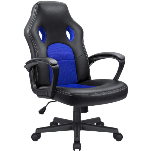 Lacoo mid-back gaming chair PU leather blue 1