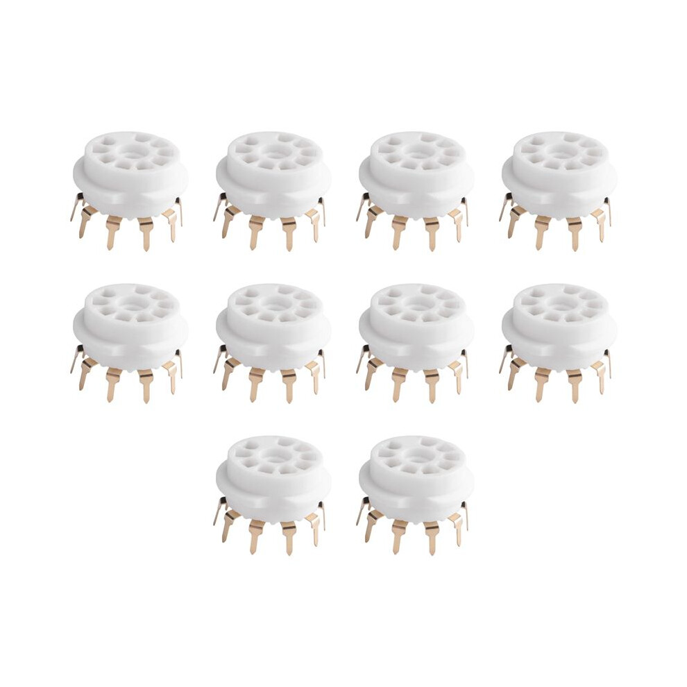 10Pcs Pcb 9Pin Ceramic B9a Vacuum Tube Socket Audio Hifi Diy Amps For 12Ax7 12Au7 12At7 Ecc81 Ecc82 Ecc83 -Plated Golden 6132829004120