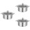 3Pcs Heavy Duty Stainless Steel Divided Hot Pot Pan Kitchen Use 8