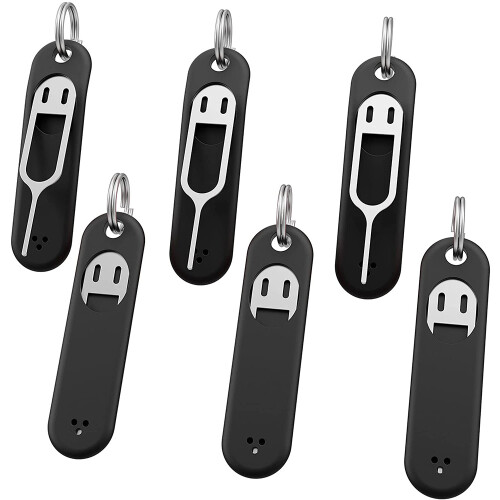 6Pcs SIM Card Removal Tool-Sim Card Tray Pin Eject Removal Tool Needle Opener Ejector,with Removable Key Chain,Black 1