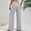 Calça chino feminina clássica de sarja elástica com corte reto 6